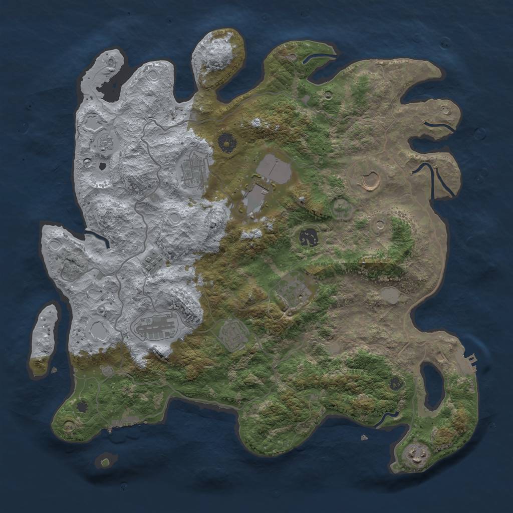 Rust Map: Procedural Map, Size: 4000, Seed: 2039858361, 18 Monuments