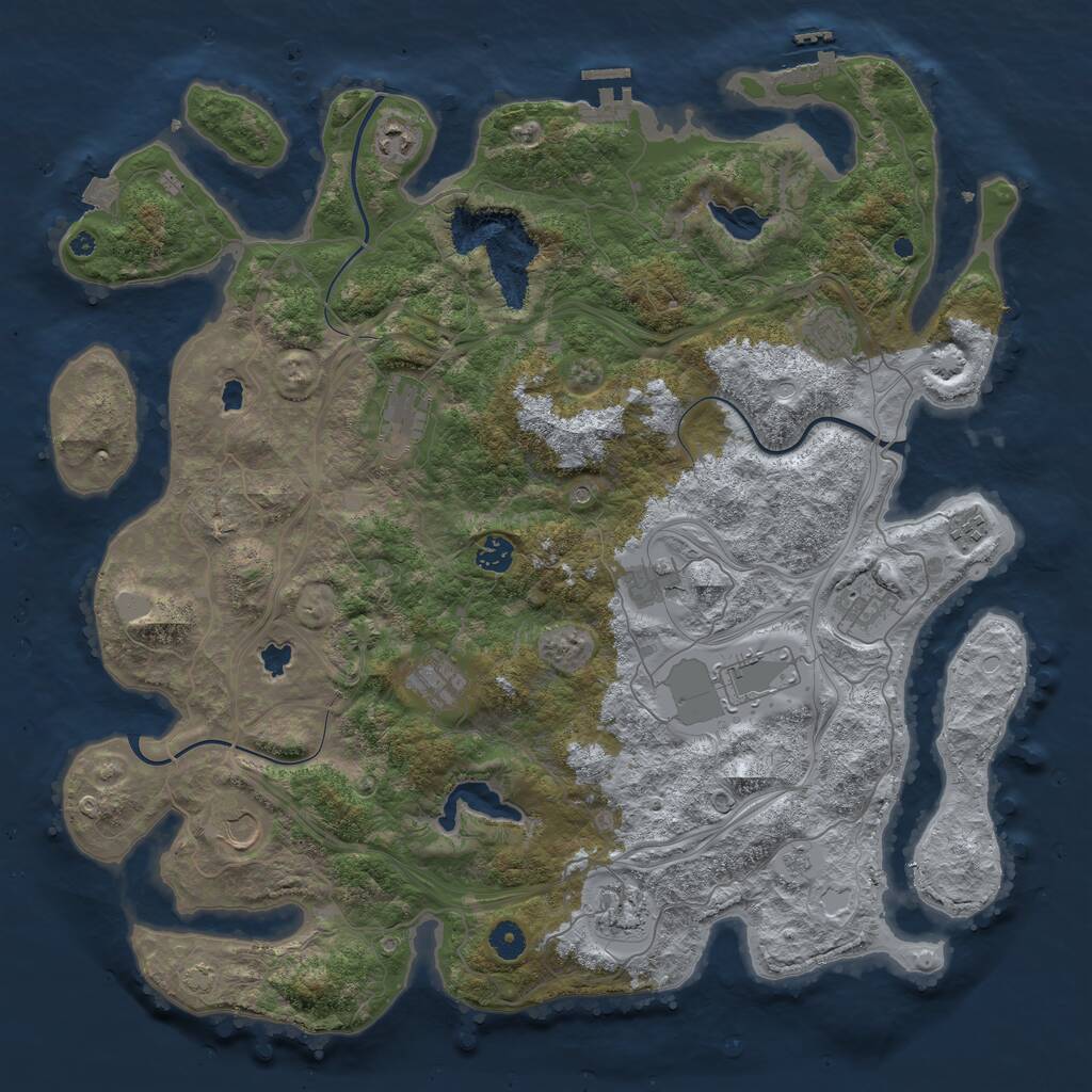 Rust Map: Procedural Map, Size: 4500, Seed: 172722718, 17 Monuments