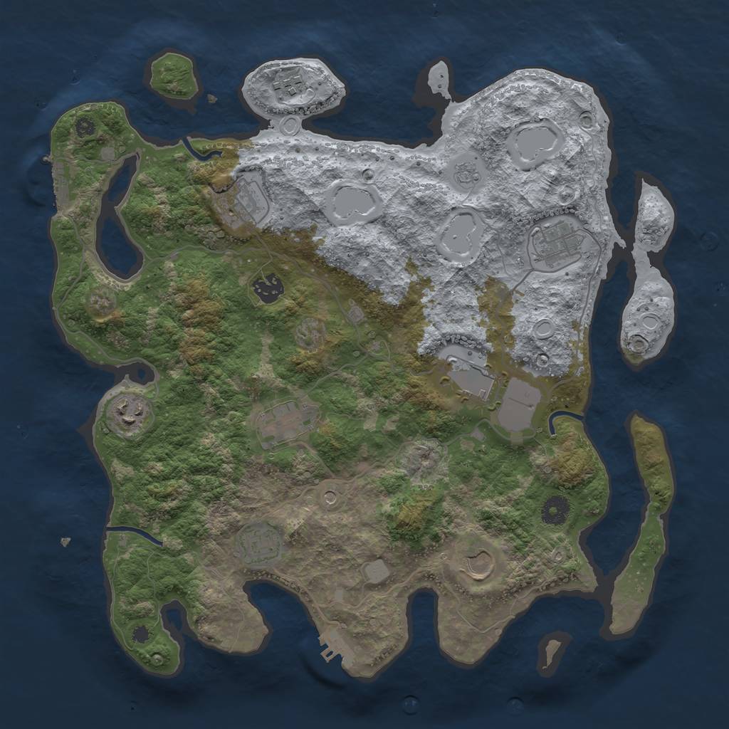 Rust Map: Procedural Map, Size: 3750, Seed: 147053764, 18 Monuments