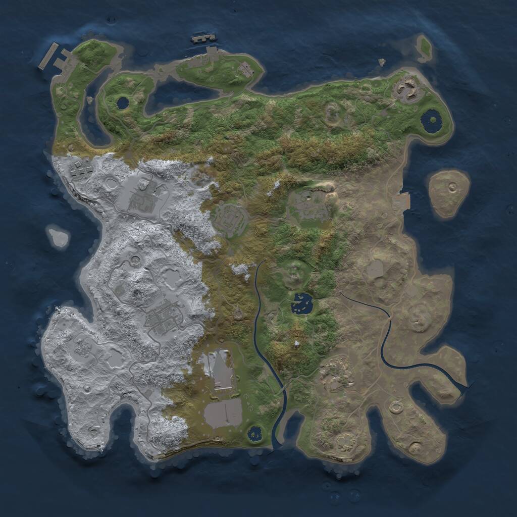 Rust Map: Procedural Map, Size: 3500, Seed: 1429148990, 15 Monuments