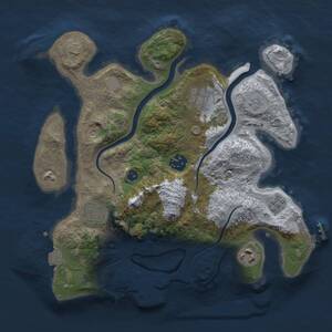 Thumbnail Rust Map: Procedural Map, Size: 3000, Seed: 23658, 11 Monuments