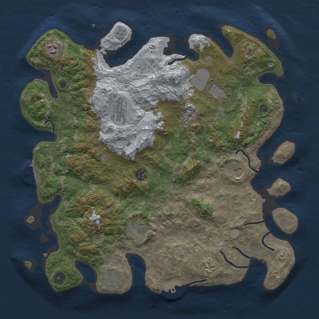 Rust Map: Procedural Map, Size: 4000, Seed: 1262134993, 18 Monuments