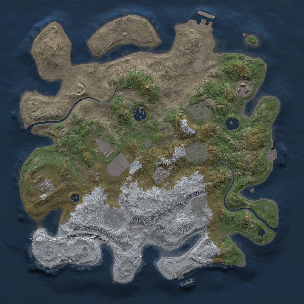 Rust Map: Procedural Map, Size: 3500, Seed: 114162415, 15 Monuments