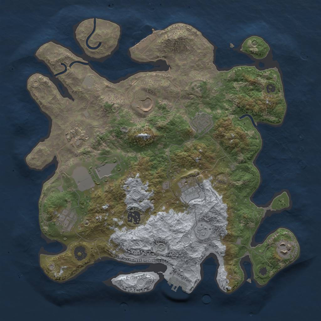 Rust Map: Procedural Map, Size: 3500, Seed: 1845303079, 17 Monuments