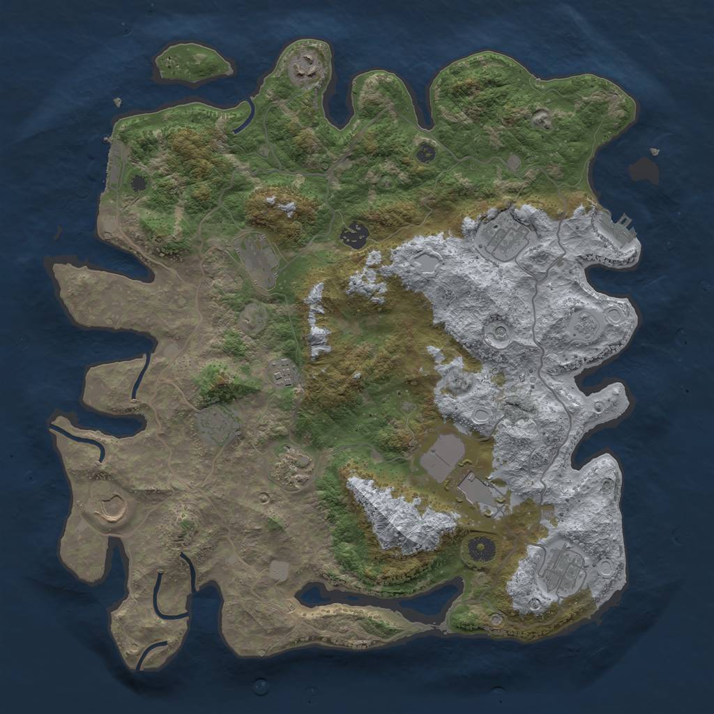 Rust Map: Procedural Map, Size: 4000, Seed: 517223, 19 Monuments