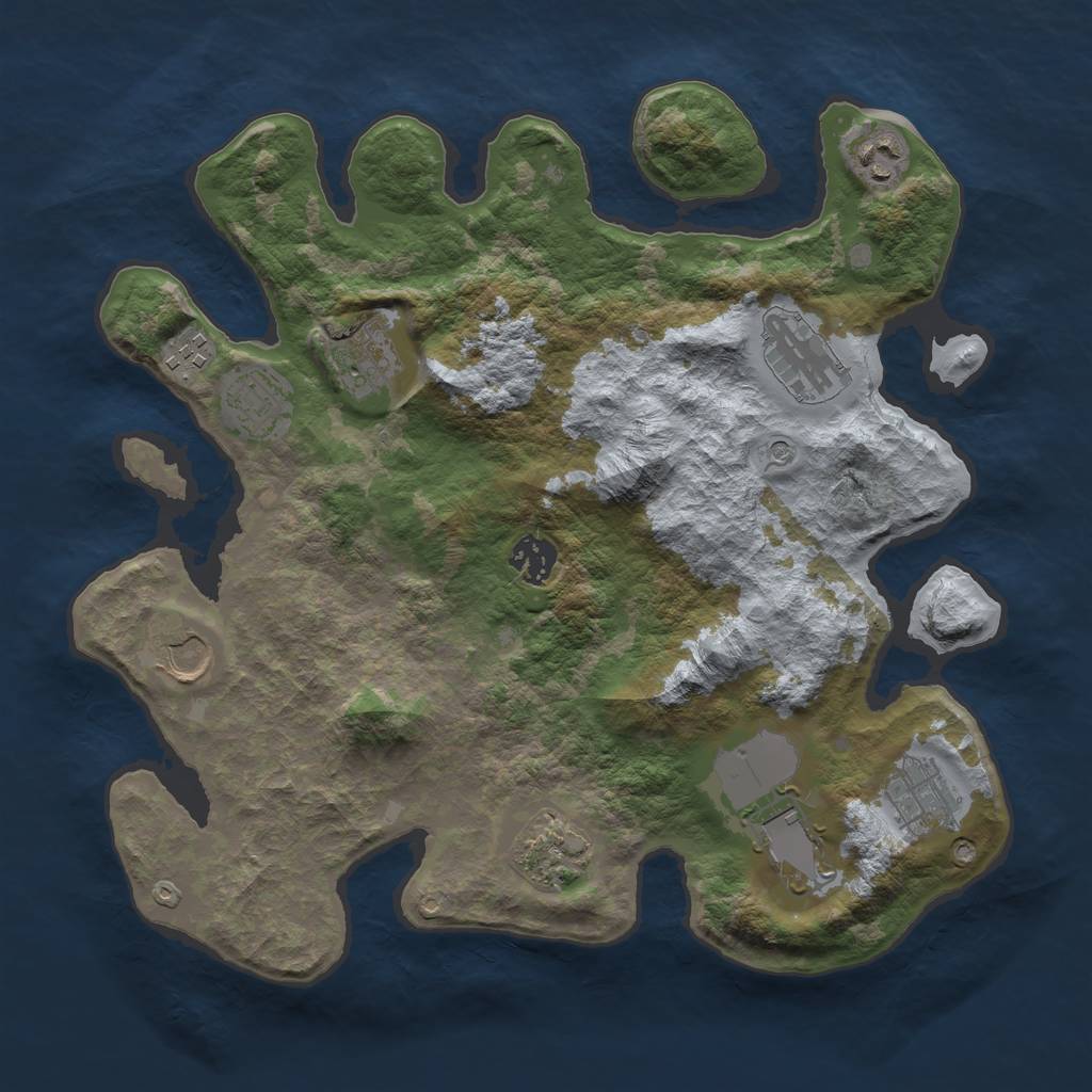 Rust Map: Barren, Size: 3500, Seed: 921583971, 13 Monuments