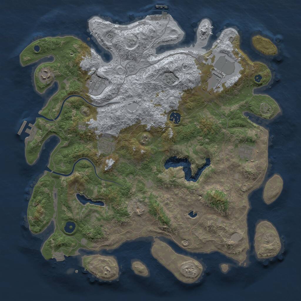 Rust Map: Procedural Map, Size: 4000, Seed: 66384, 13 Monuments