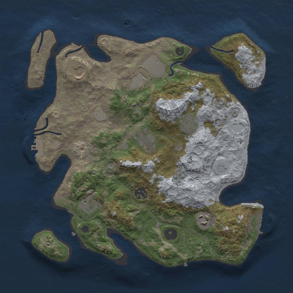 Rust Map: Procedural Map, Size: 3500, Seed: 1454237851, 17 Monuments