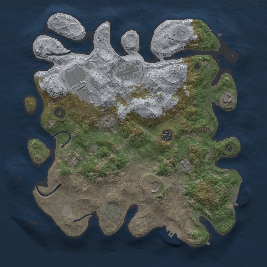 Rust Map: Procedural Map, Size: 3500, Seed: 158432, 17 Monuments
