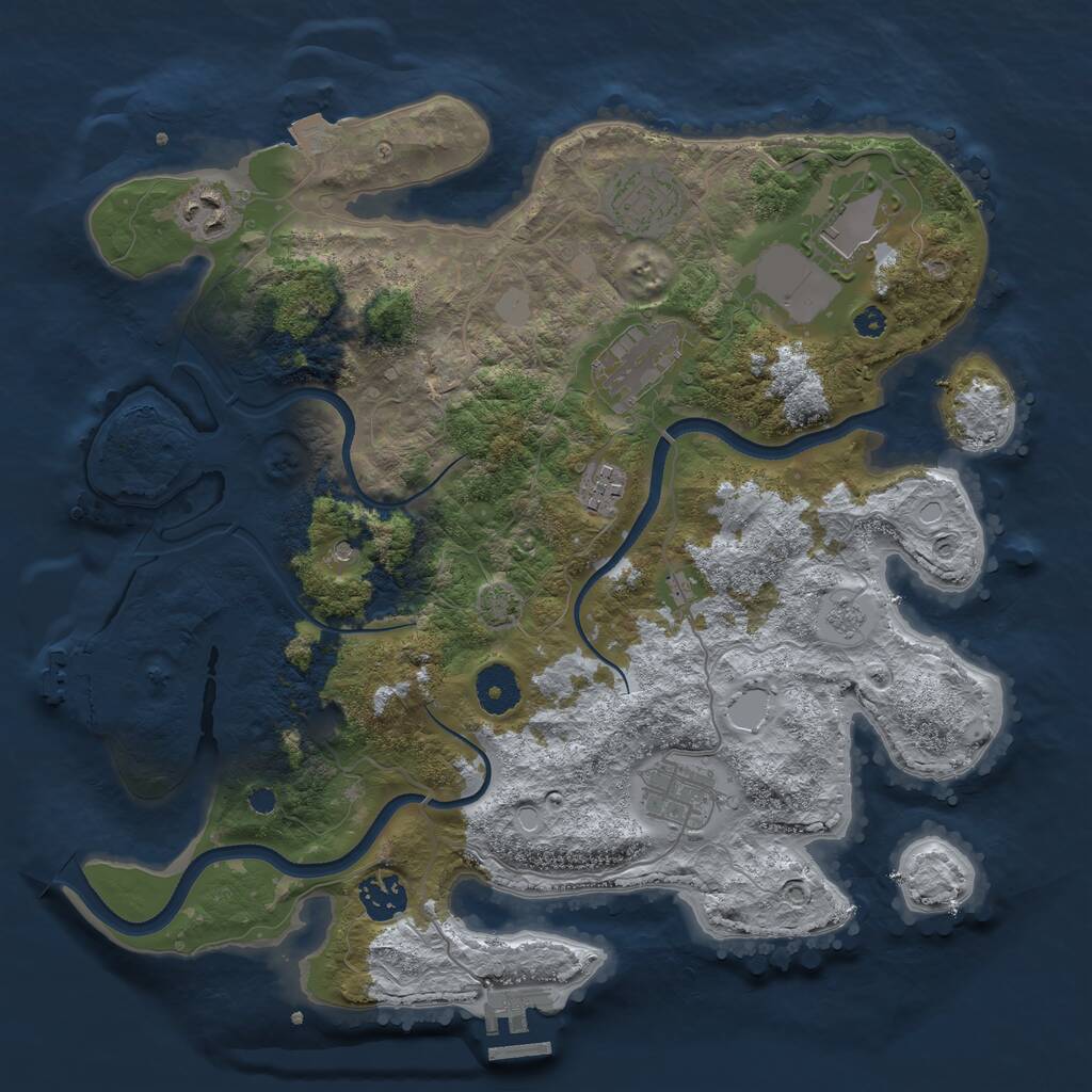 Rust Map: Procedural Map, Size: 3500, Seed: 123341, 13 Monuments