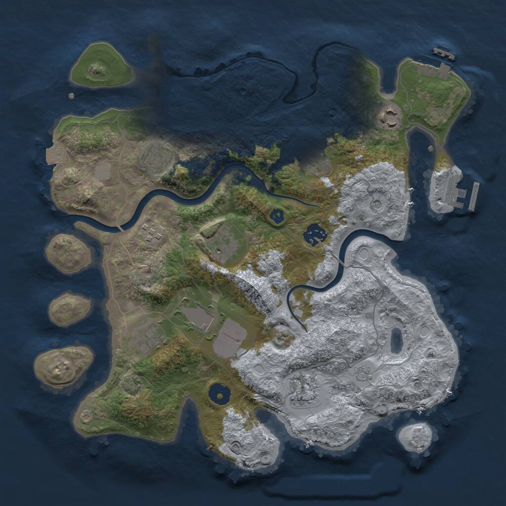 Rust Map: Procedural Map, Size: 3500, Seed: 2139270829, 15 Monuments