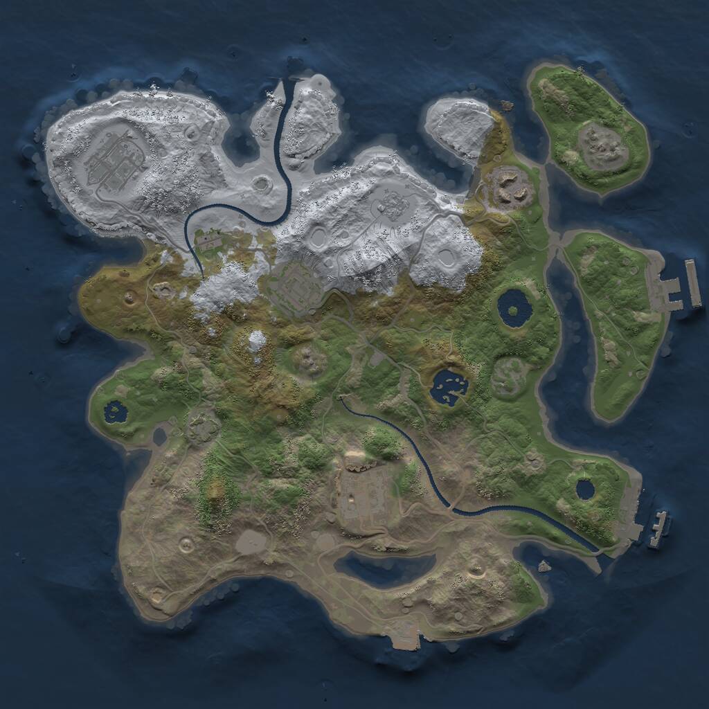 Rust Map: Procedural Map, Size: 3000, Seed: 221960386, 10 Monuments