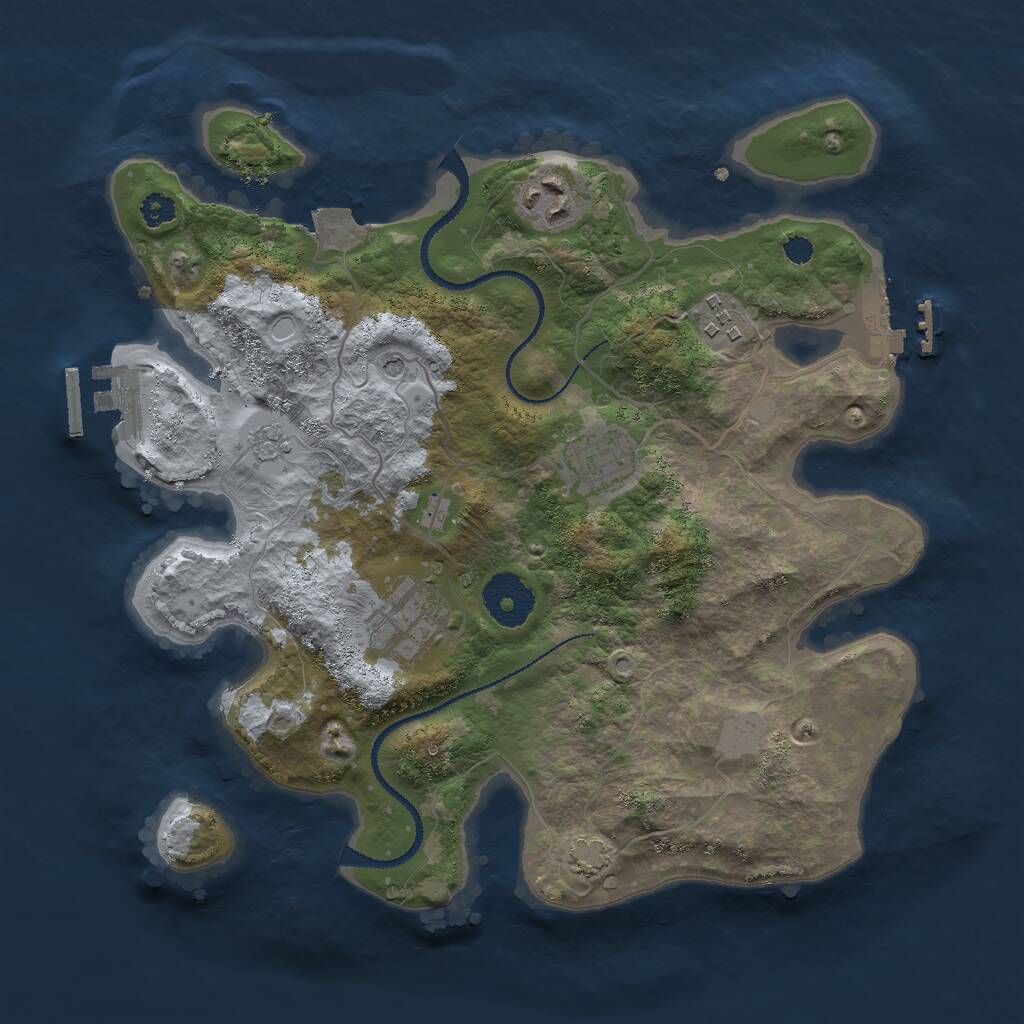 Rust Map: Procedural Map, Size: 3000, Seed: 23908, 10 Monuments