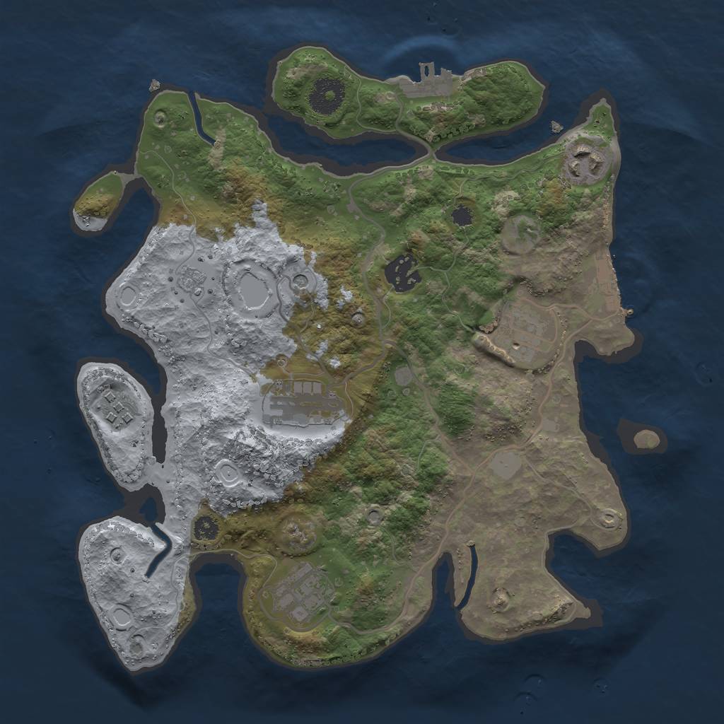 Rust Map: Procedural Map, Size: 3000, Seed: 45378, 15 Monuments