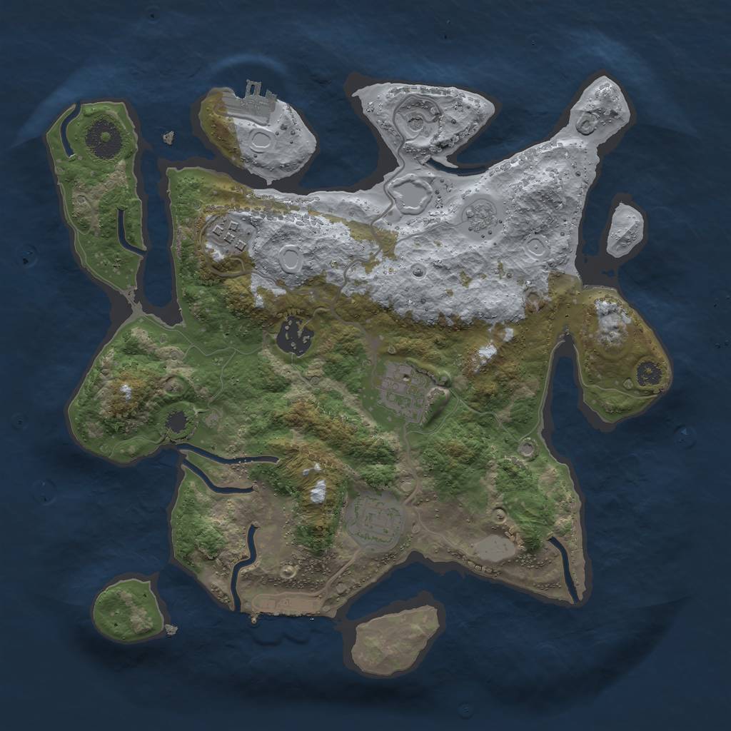 Rust Map: Procedural Map, Size: 3000, Seed: 1855364076, 13 Monuments