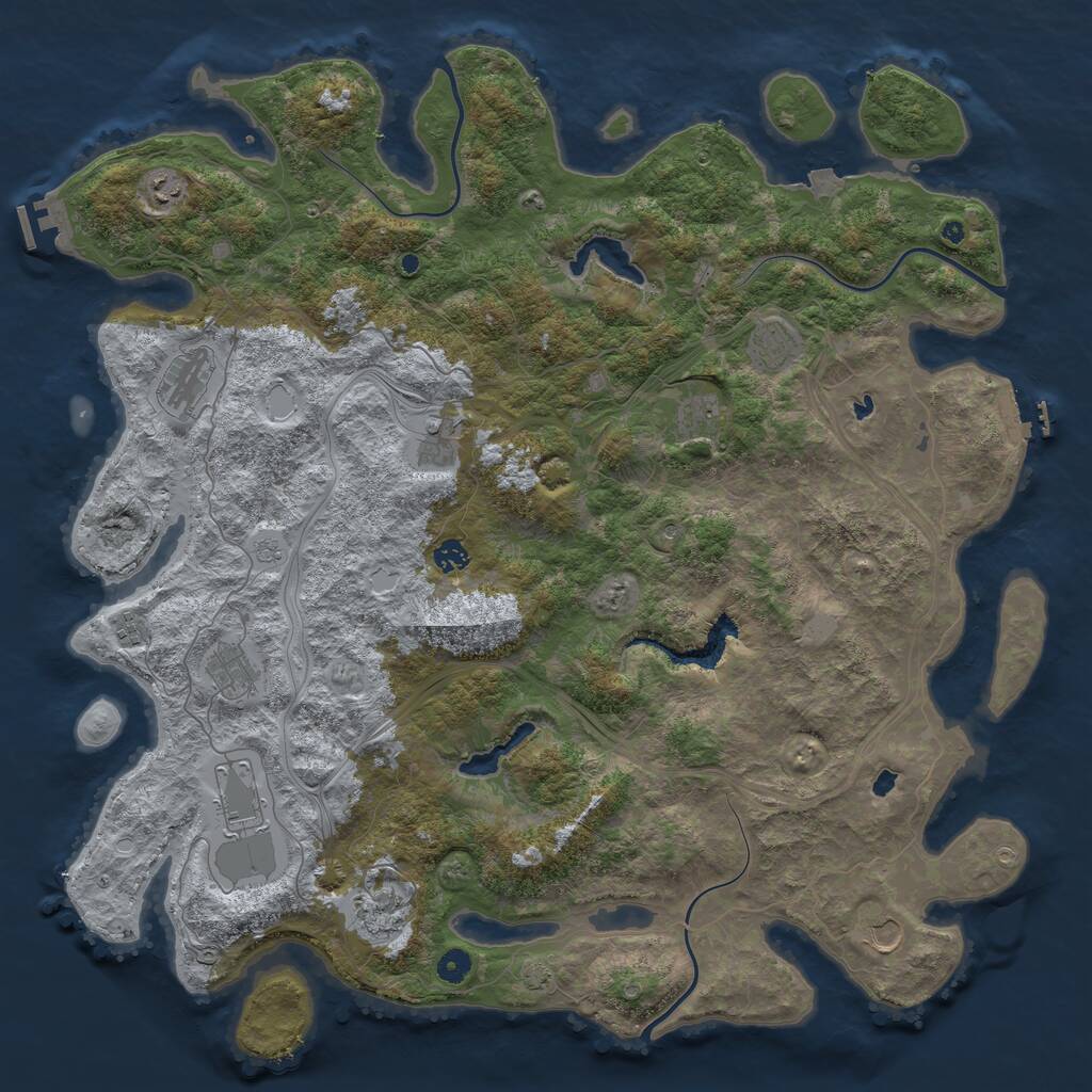 Rust Map: Procedural Map, Size: 4900, Seed: 42371284, 17 Monuments