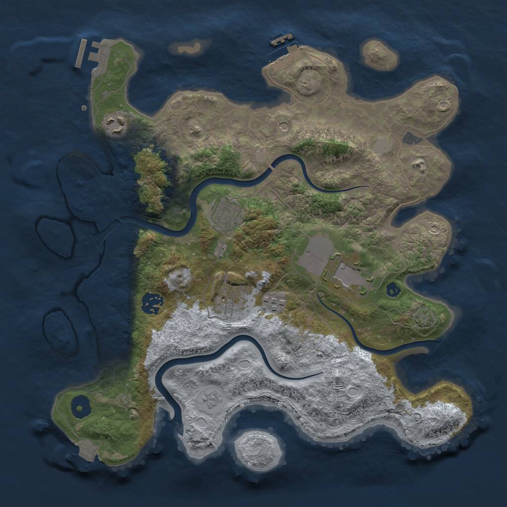 Rust Map: Procedural Map, Size: 3500, Seed: 22620, 12 Monuments