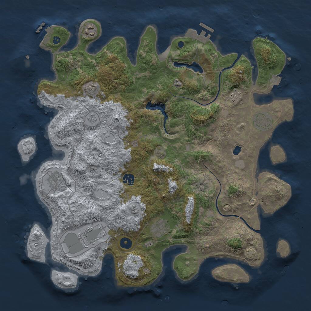 Rust Map: Procedural Map, Size: 4000, Seed: 644571, 13 Monuments