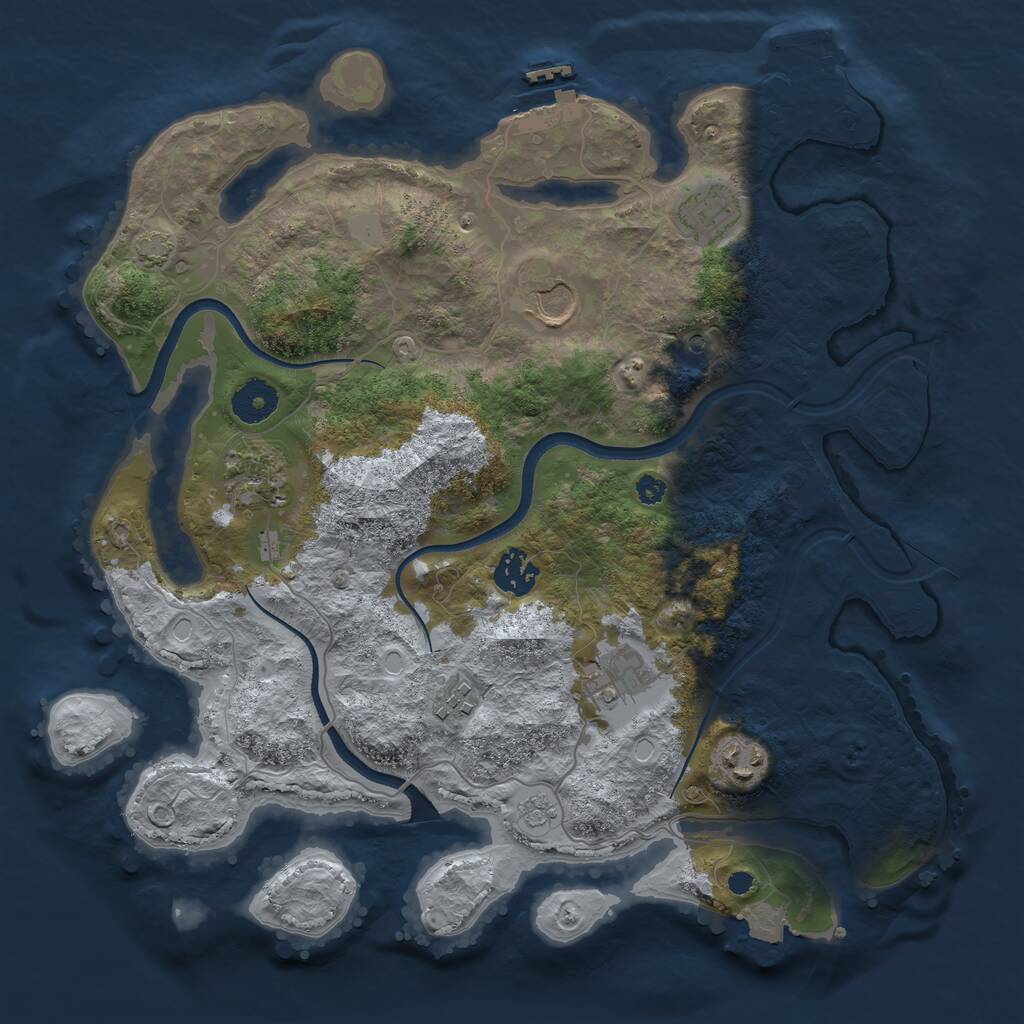 Rust Map: Procedural Map, Size: 3500, Seed: 6841234, 13 Monuments