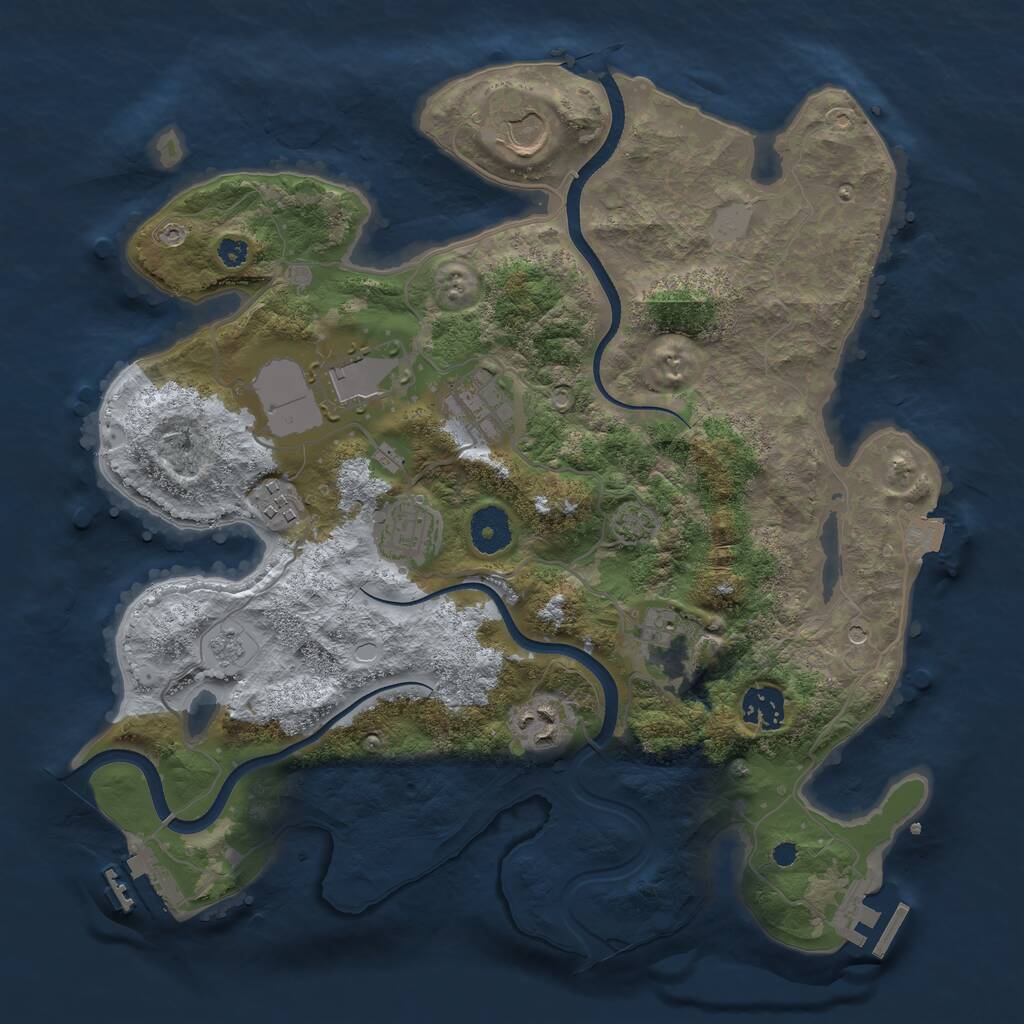 Rust Map: Procedural Map, Size: 3500, Seed: 67455, 14 Monuments