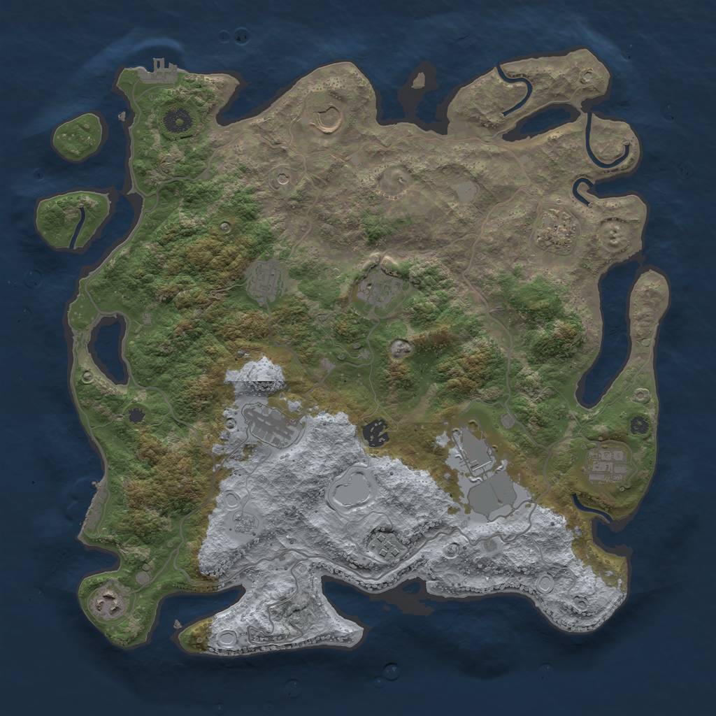 Rust Map: Procedural Map, Size: 4000, Seed: 273251710, 19 Monuments