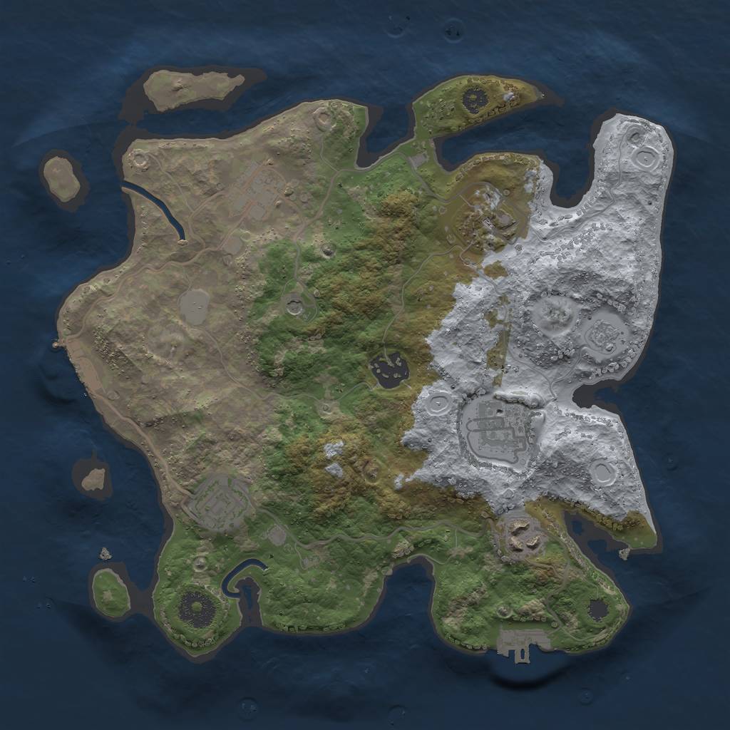 Rust Map: Procedural Map, Size: 3000, Seed: 6523, 15 Monuments