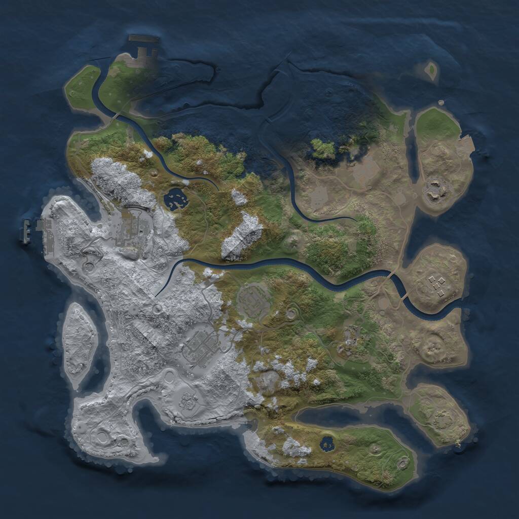 Rust Map: Procedural Map, Size: 3450, Seed: 1498378960, 14 Monuments