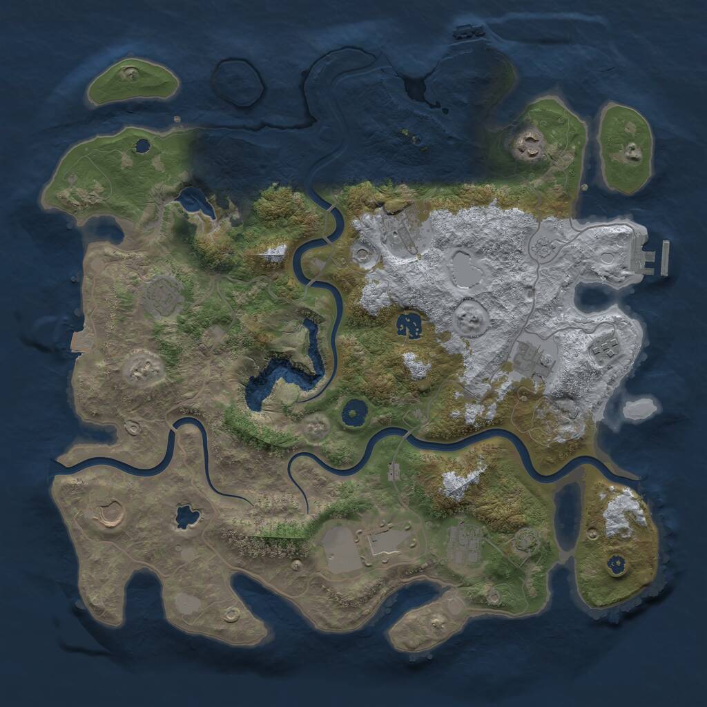 Rust Map: Procedural Map, Size: 4000, Seed: 1919622927, 15 Monuments