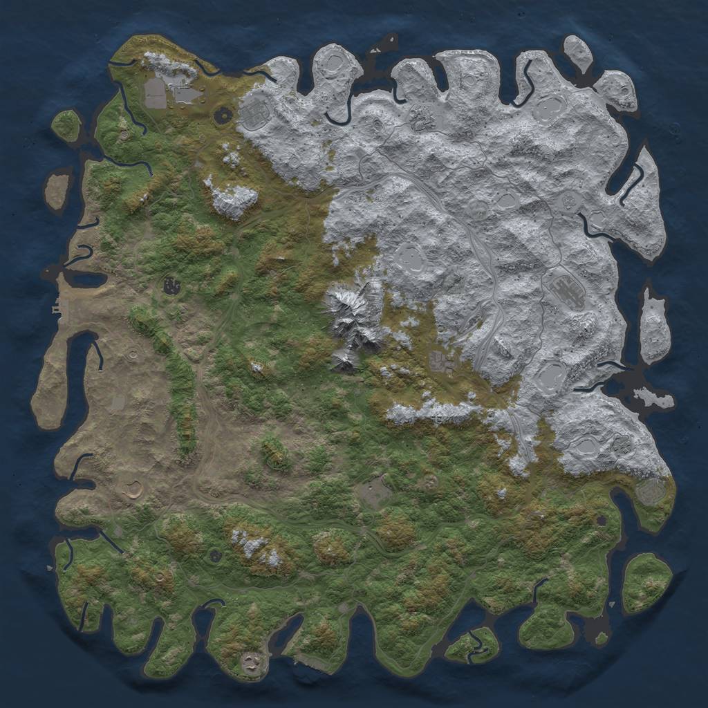 Rust Map: Procedural Map, Size: 6000, Seed: 691472, 20 Monuments