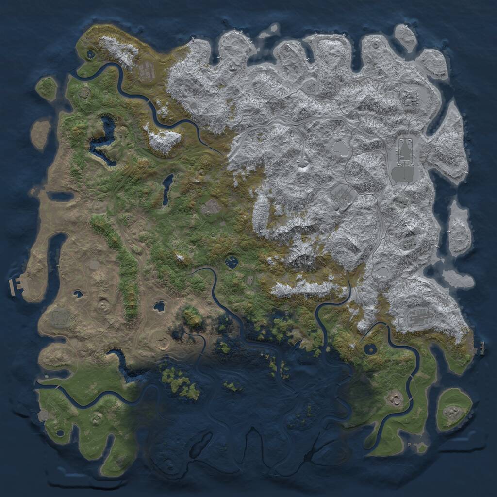 Rust Map: Procedural Map, Size: 6000, Seed: 691472, 17 Monuments