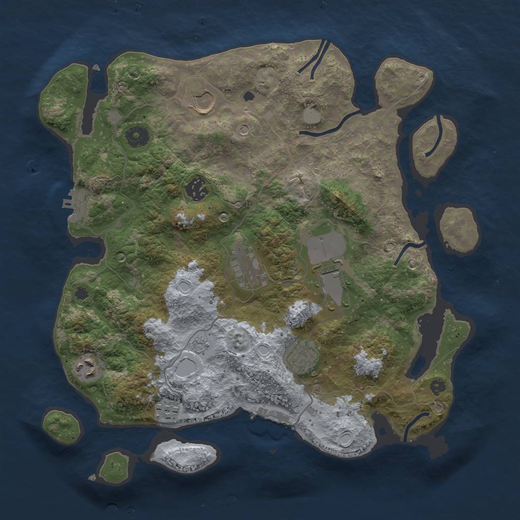 Rust Map: Procedural Map, Size: 3500, Seed: 1210536526, 16 Monuments