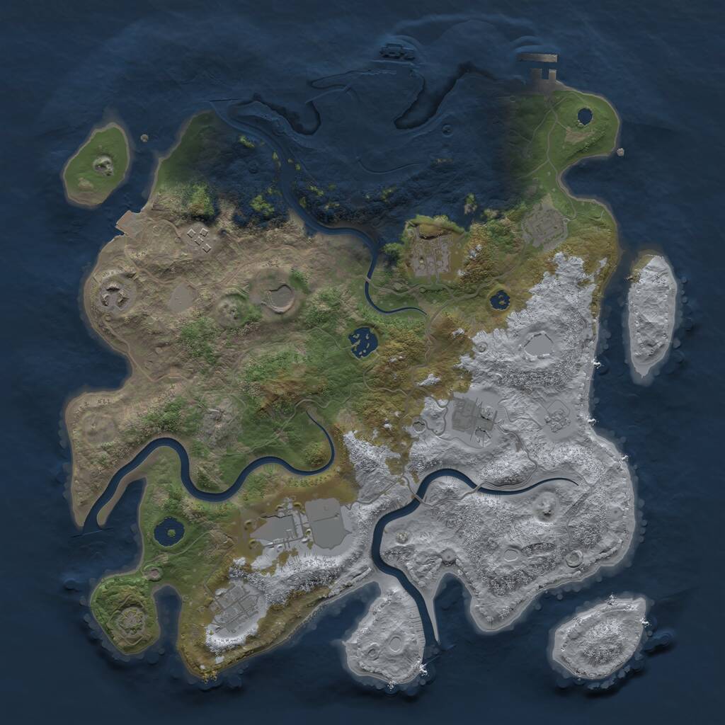 Rust Map: Procedural Map, Size: 3796, Seed: 67139462, 15 Monuments
