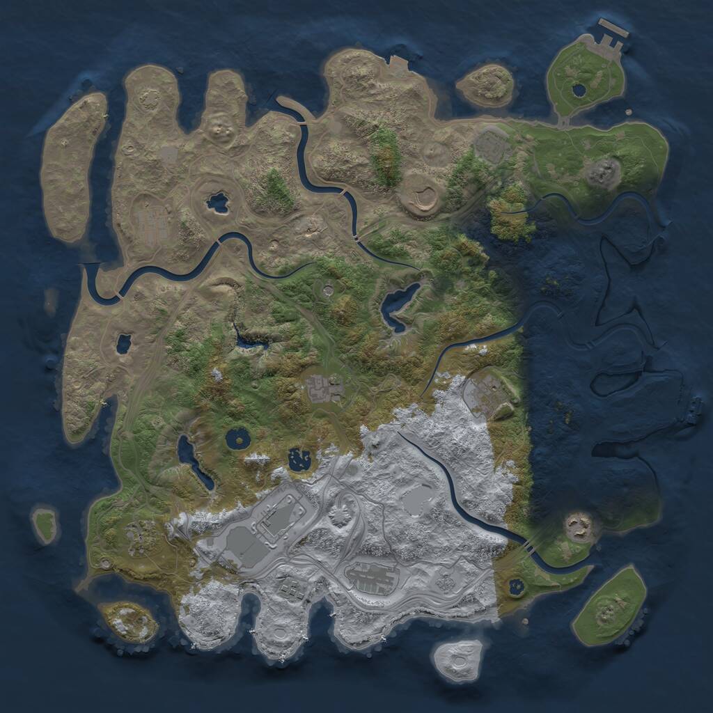 Rust Map: Procedural Map, Size: 4500, Seed: 1479158880, 17 Monuments