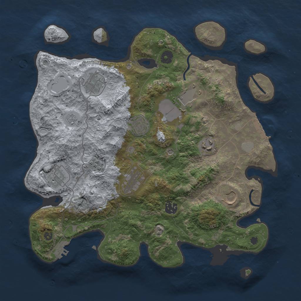 Rust Map: Procedural Map, Size: 3500, Seed: 1791990, 18 Monuments
