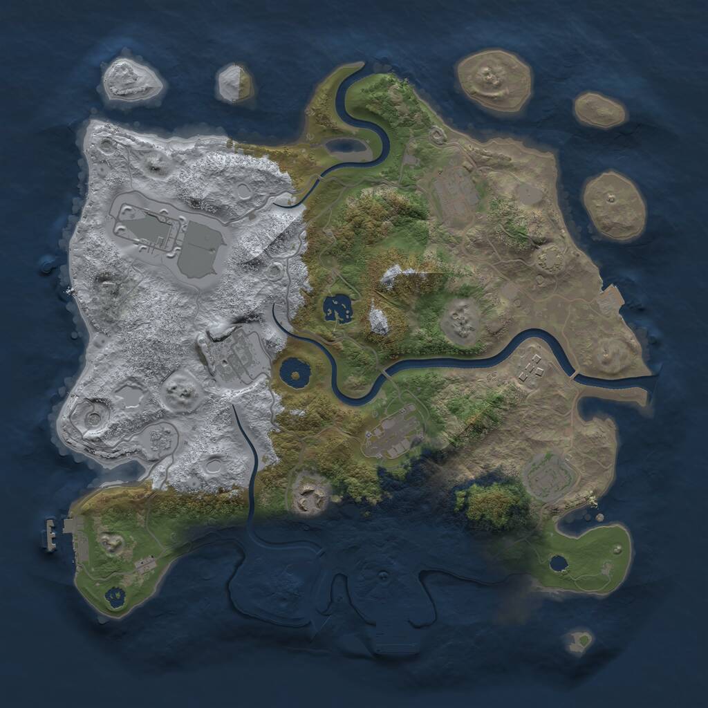 Rust Map: Procedural Map, Size: 3500, Seed: 1791990, 14 Monuments