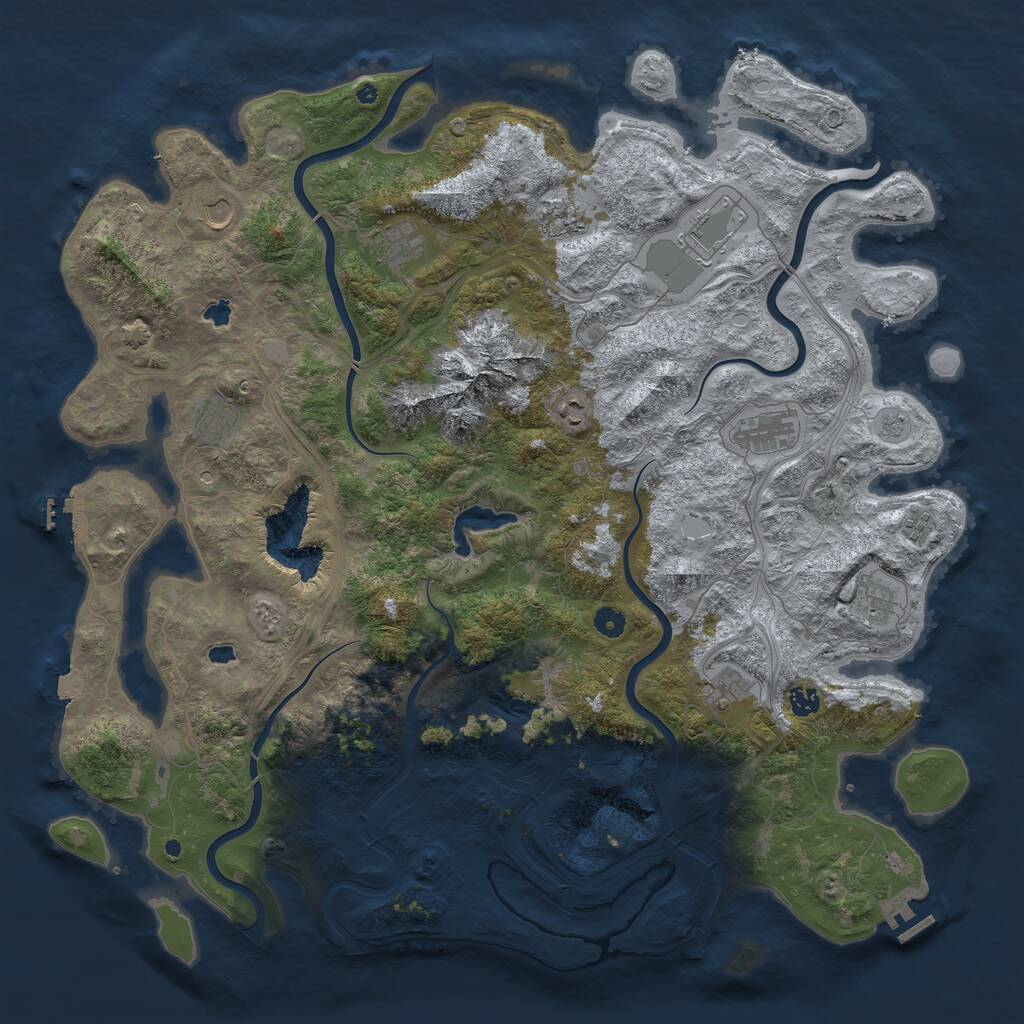 Rust Map: Procedural Map, Size: 5000, Seed: 692490002, 17 Monuments