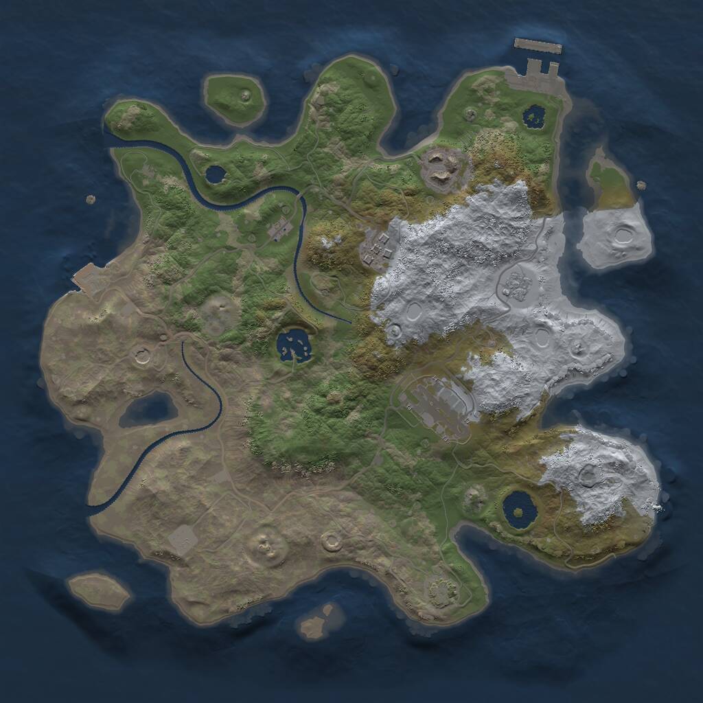 Rust Map: Procedural Map, Size: 3000, Seed: 1918133794, 9 Monuments