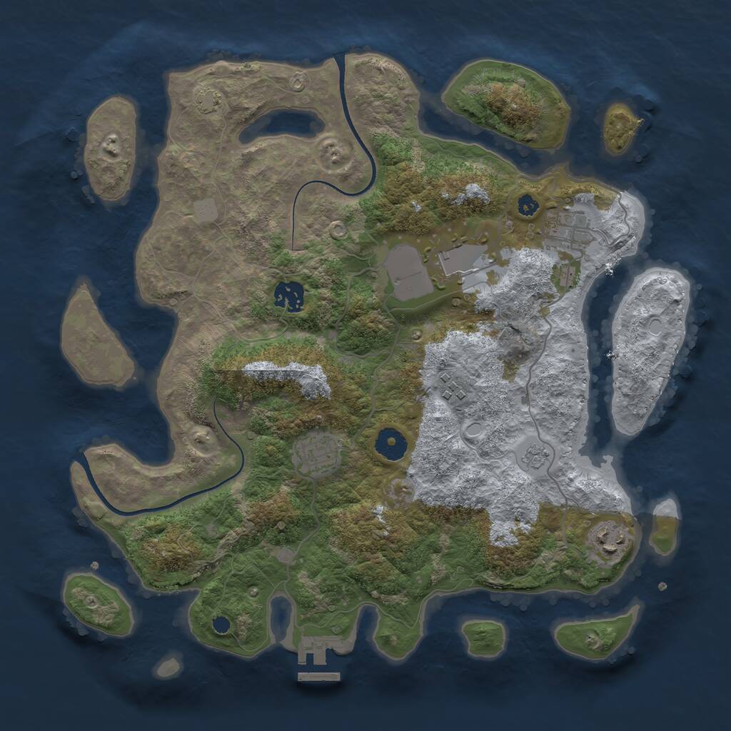 Rust Map: Procedural Map, Size: 3500, Seed: 639506217, 10 Monuments