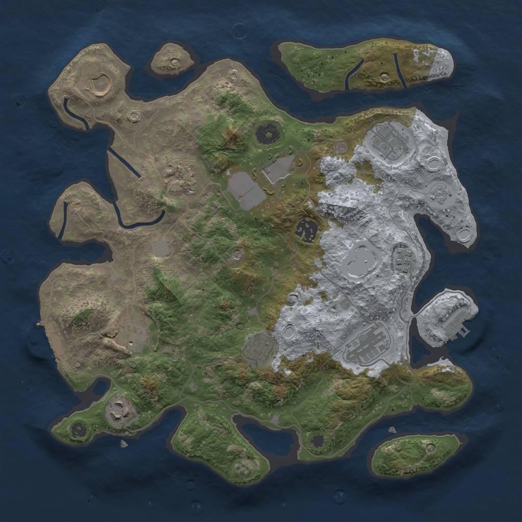 Rust Map: Procedural Map, Size: 3500, Seed: 658644696, 19 Monuments