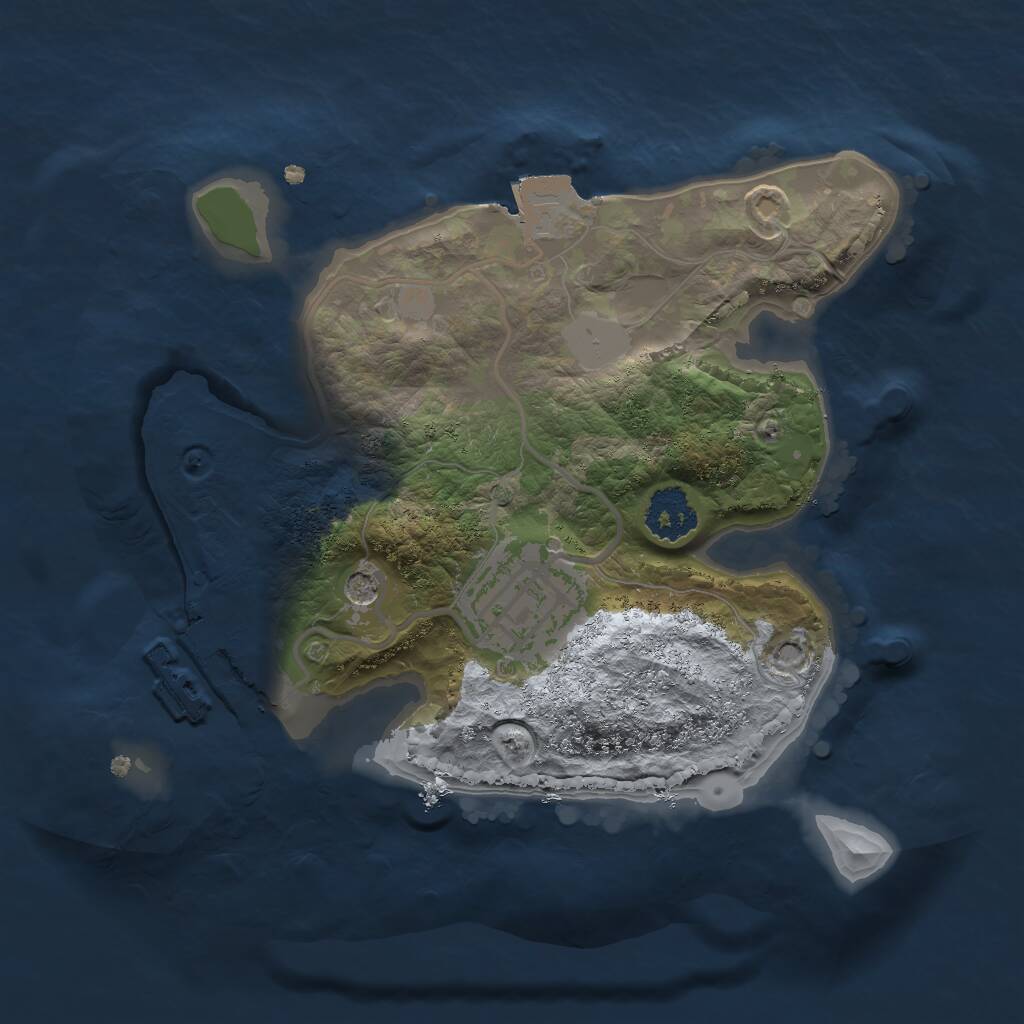 Rust Map: Procedural Map, Size: 2000, Seed: 1231934381, 4 Monuments