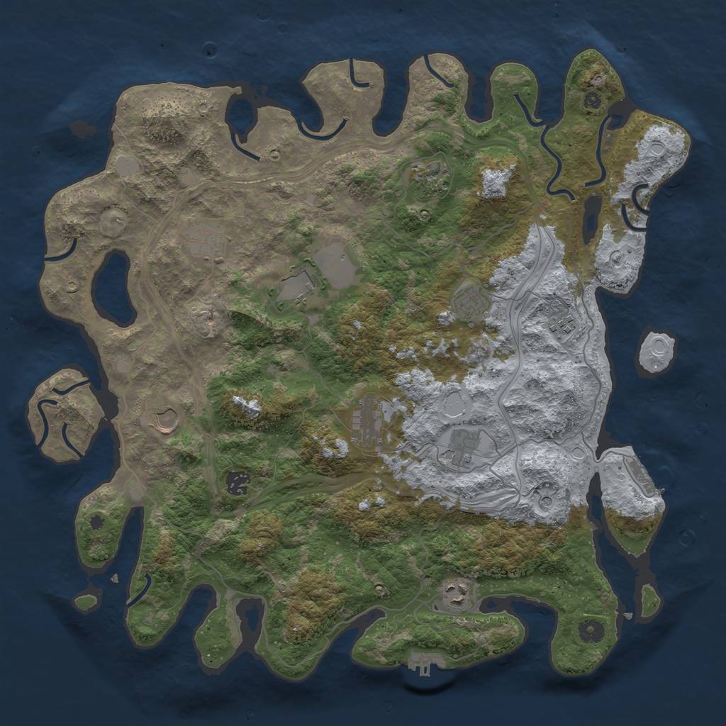 Rust Map: Procedural Map, Size: 4300, Seed: 1635733741, 18 Monuments