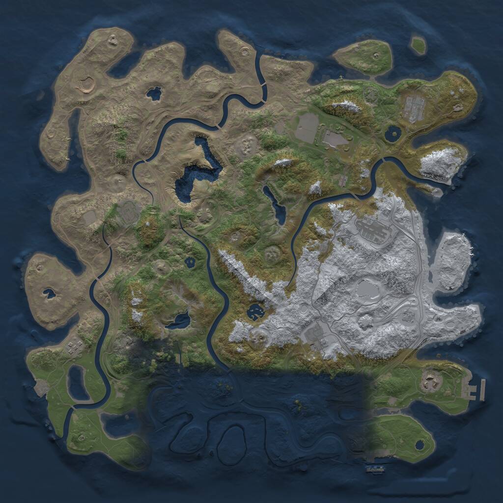 Rust Map: Procedural Map, Size: 4600, Seed: 645660414, 15 Monuments