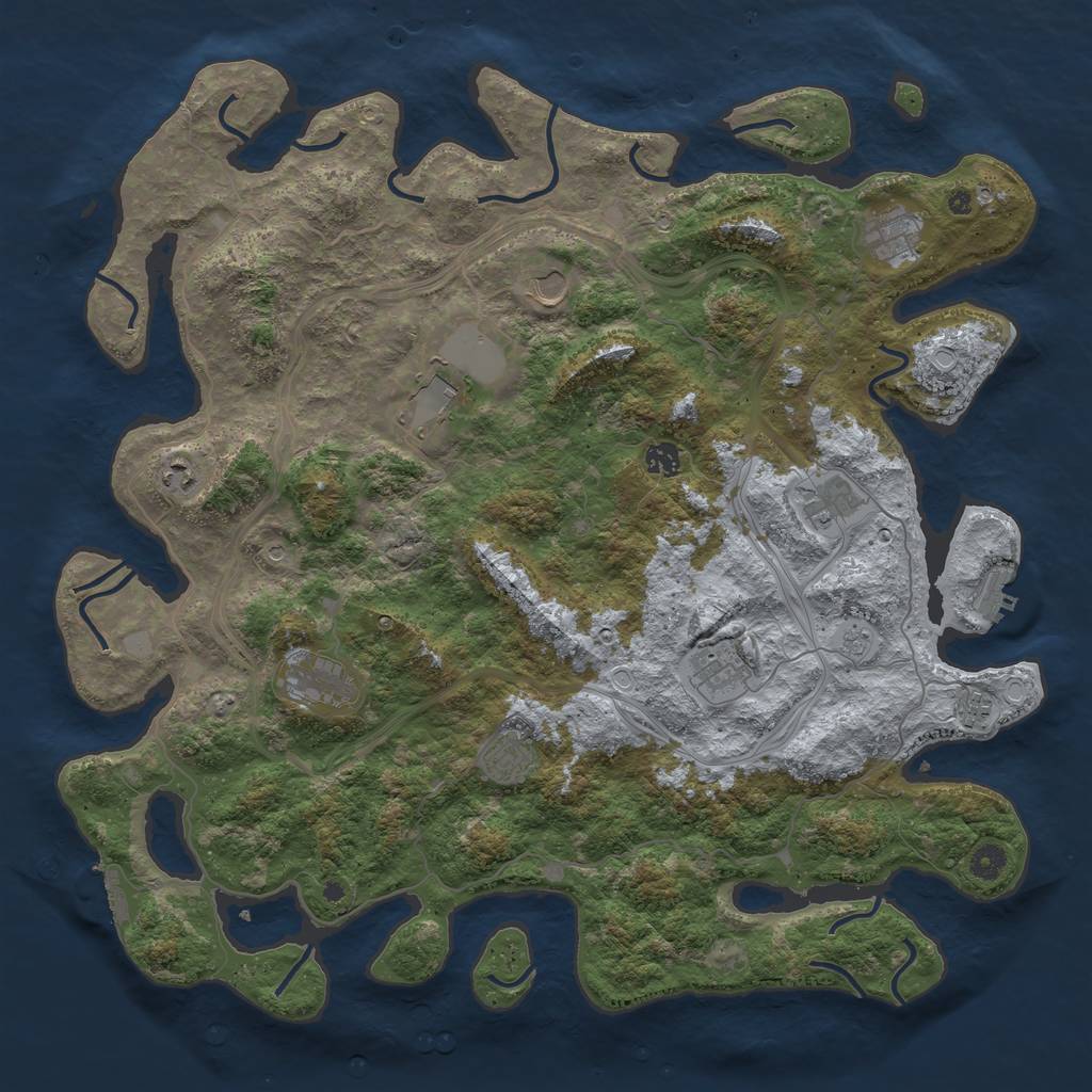 Rust Map: Procedural Map, Size: 4600, Seed: 645660414, 19 Monuments