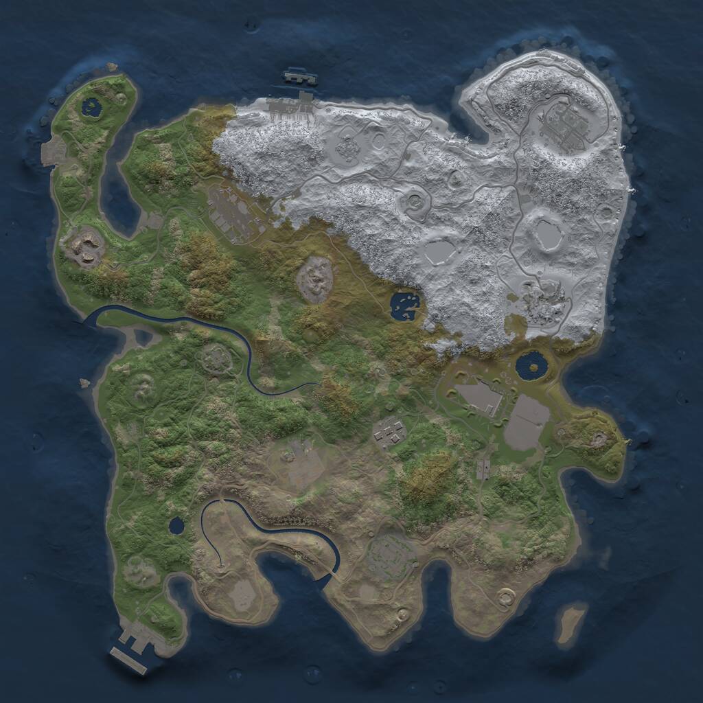 Rust Map: Procedural Map, Size: 3500, Seed: 147053764, 15 Monuments