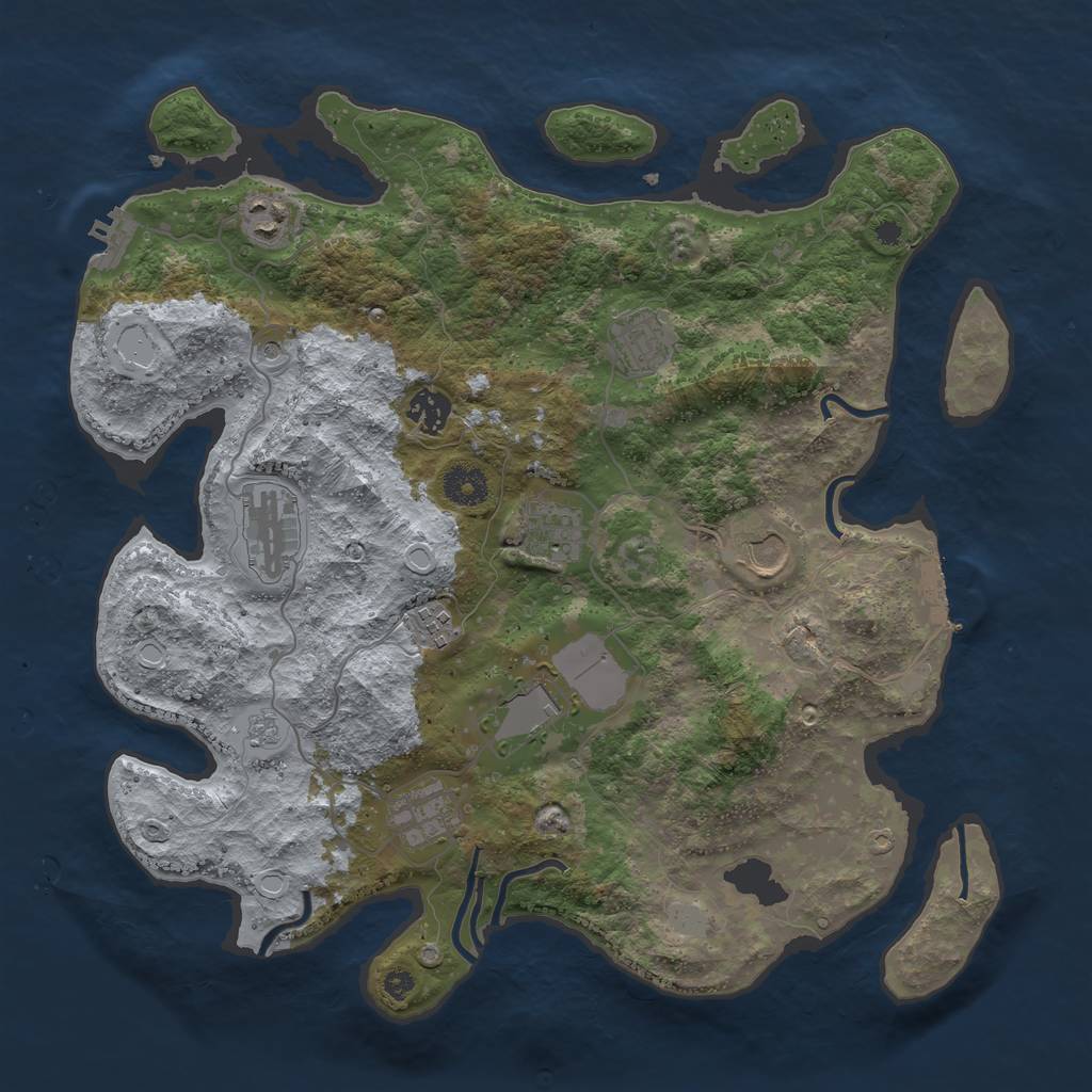 Rust Map: Procedural Map, Size: 3750, Seed: 1481479991, 18 Monuments