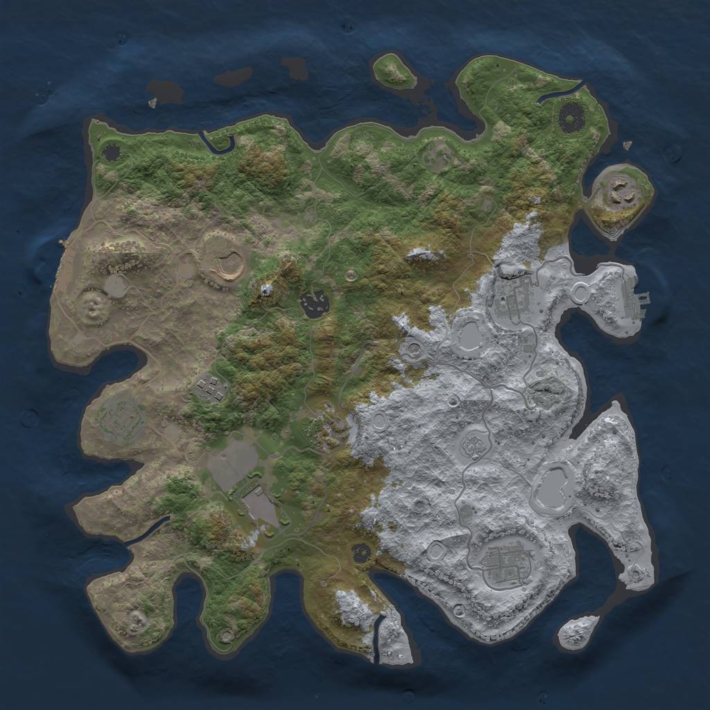 Rust Map: Procedural Map, Size: 3700, Seed: 1233792120, 18 Monuments