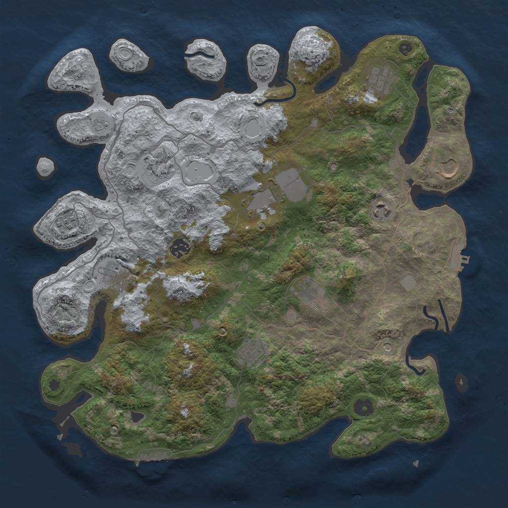 Rust Map: Procedural Map, Size: 4000, Seed: 9140350, 19 Monuments