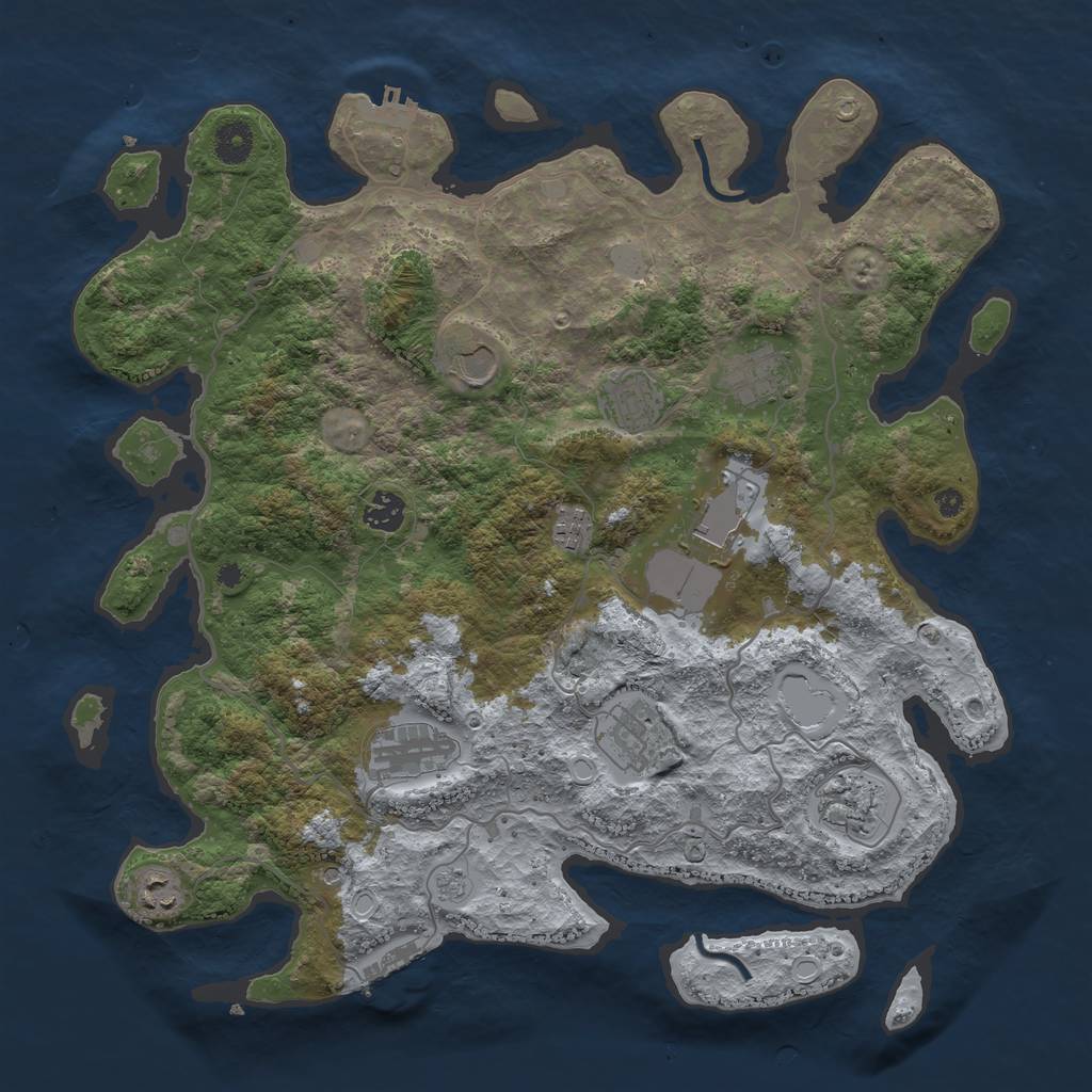 Rust Map: Procedural Map, Size: 4000, Seed: 37377, 19 Monuments