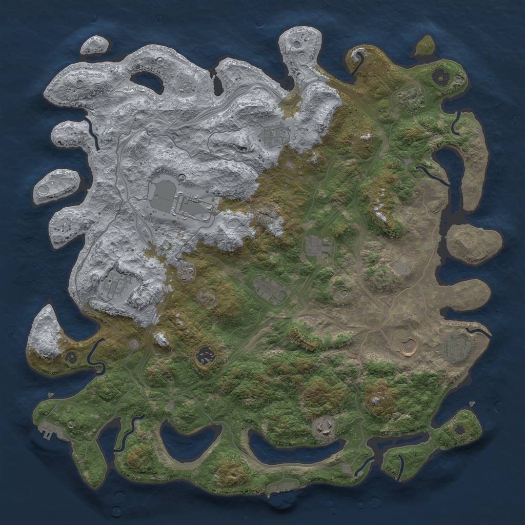 Rust Map: Procedural Map, Size: 4500, Seed: 1891789633, 20 Monuments