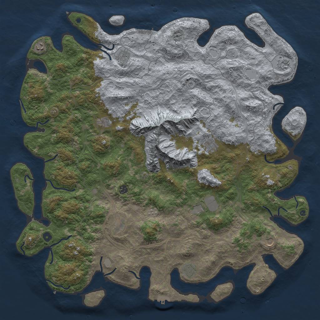 Rust Map: Procedural Map, Size: 5500, Seed: 1855364076, 20 Monuments